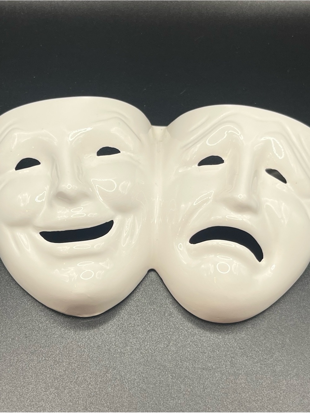 White Ceramic Comedy Tragedy Wall Mask Set - Home Art